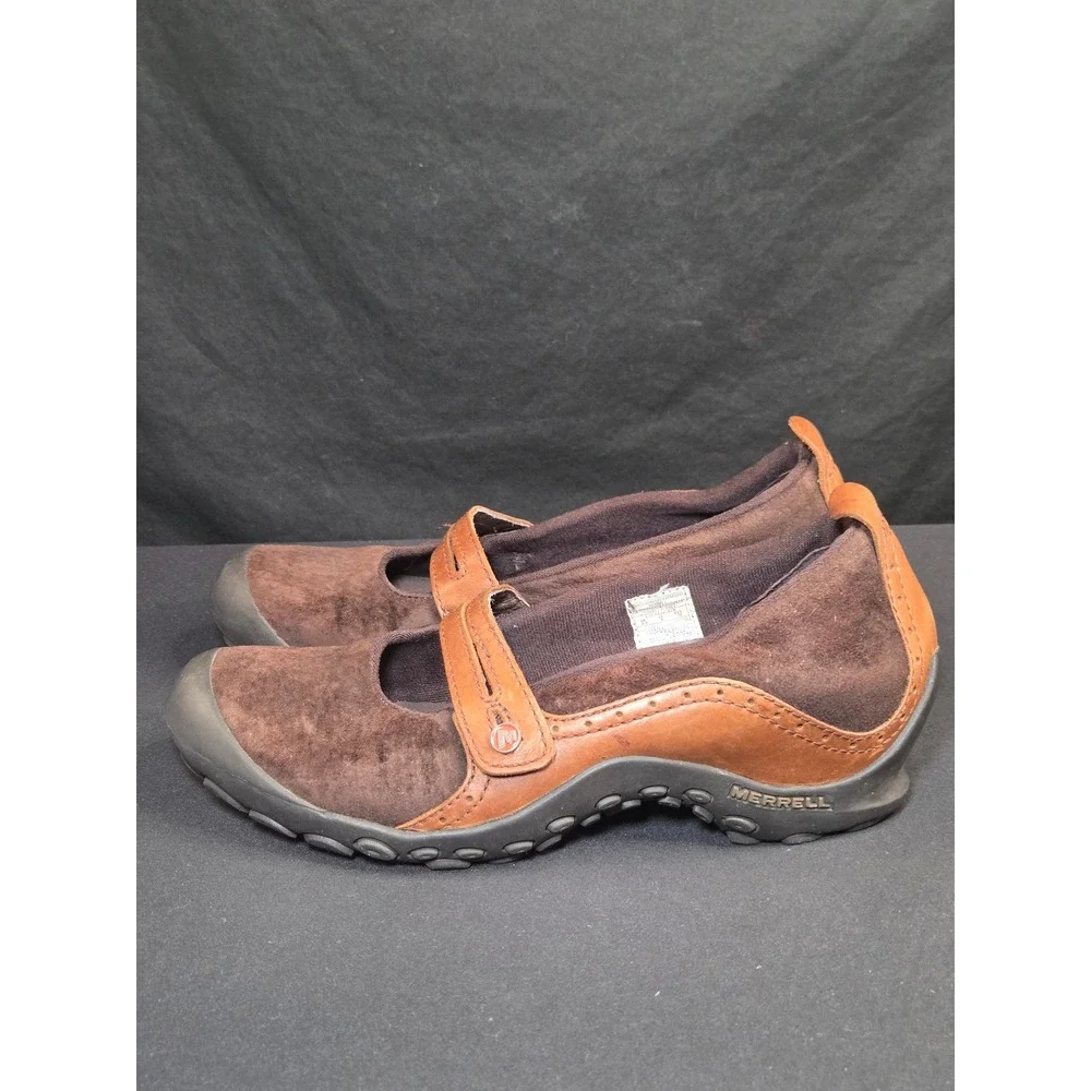 Merrell Plaza‎ Bandeau Espresso Brown Suede Leather Mary Jane Flats Womens 8.5